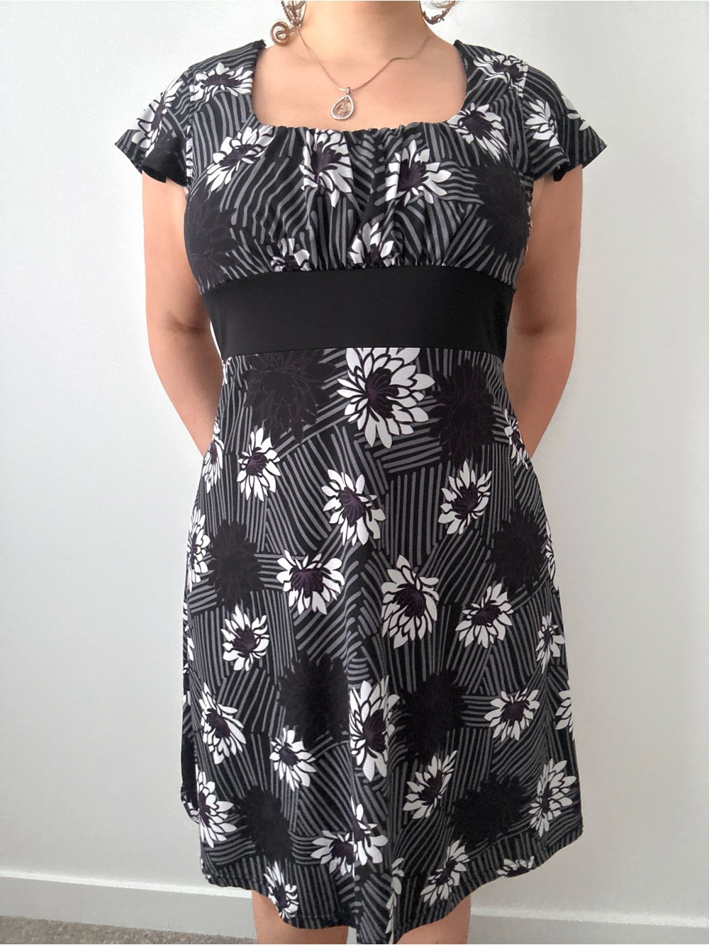 90s y2k floral stripe babydoll dress